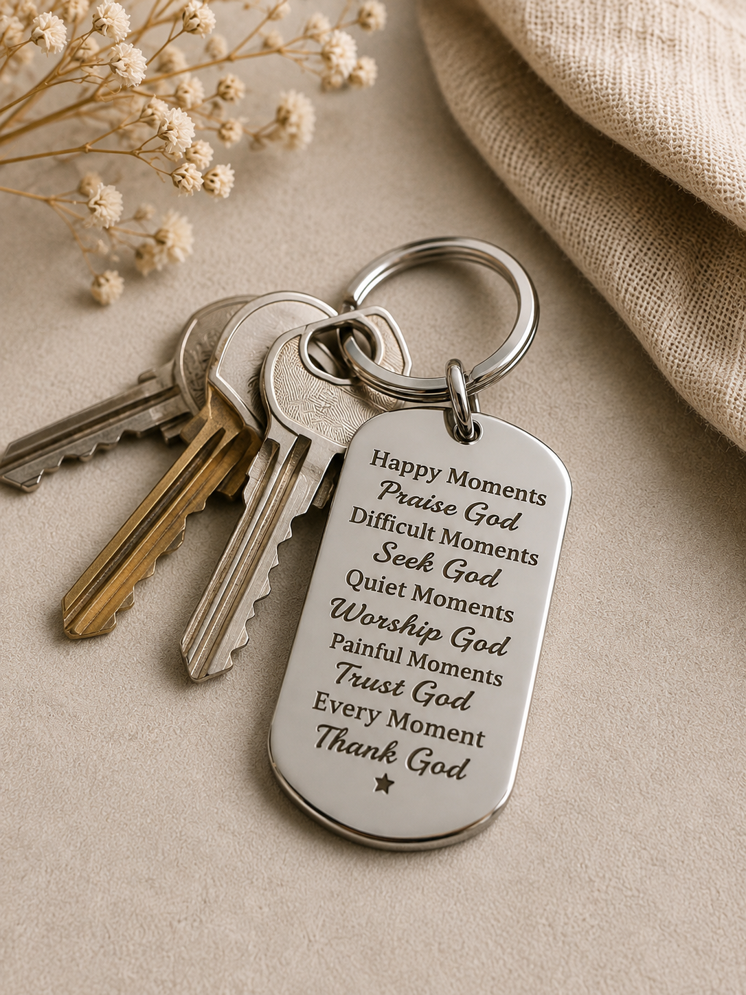 Inspirational Stainless Steel Keyring