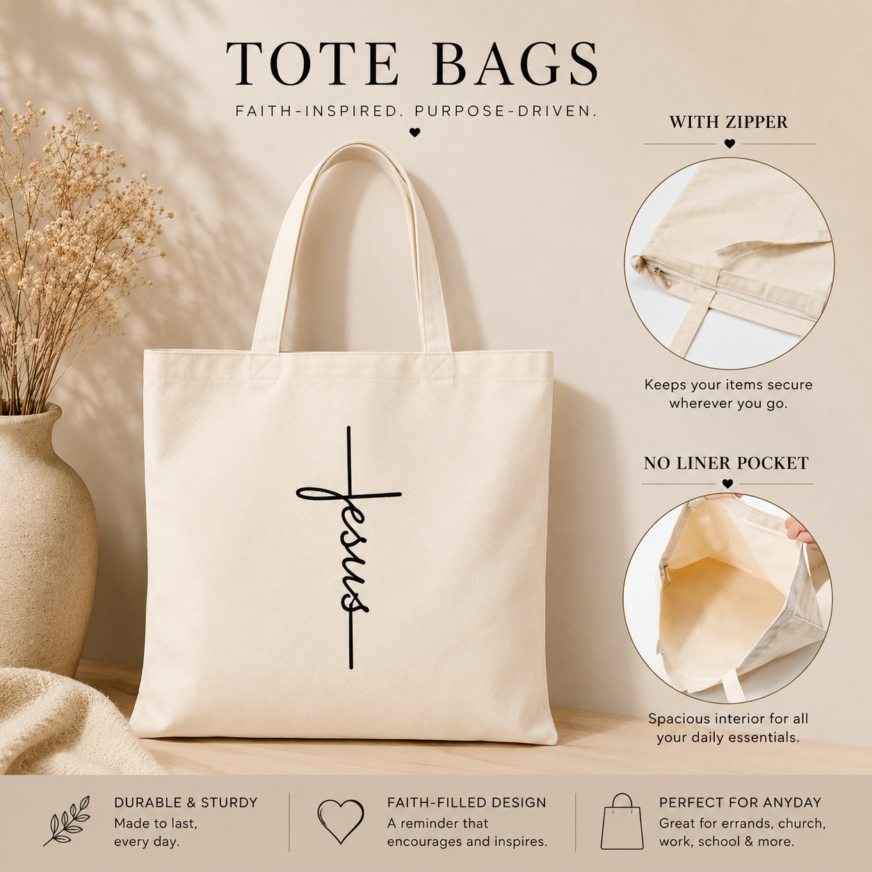 Jesus Cross Tote Bag