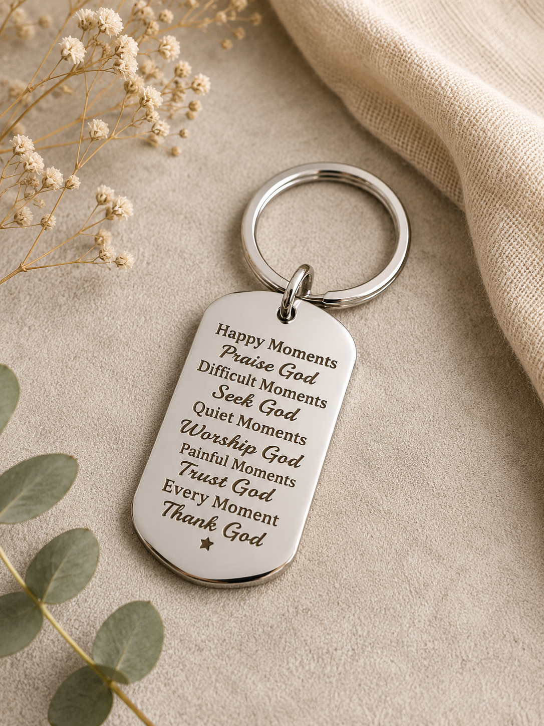 Inspirational Stainless Steel Keyring