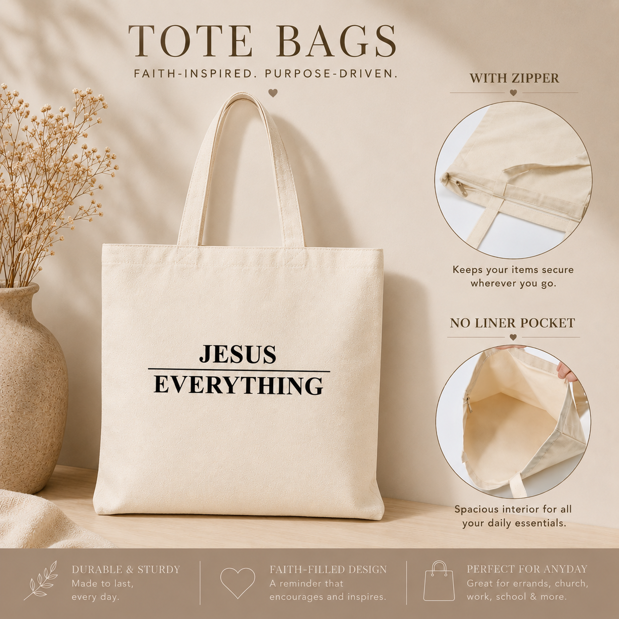 Jesus Over Everything Tote Bag