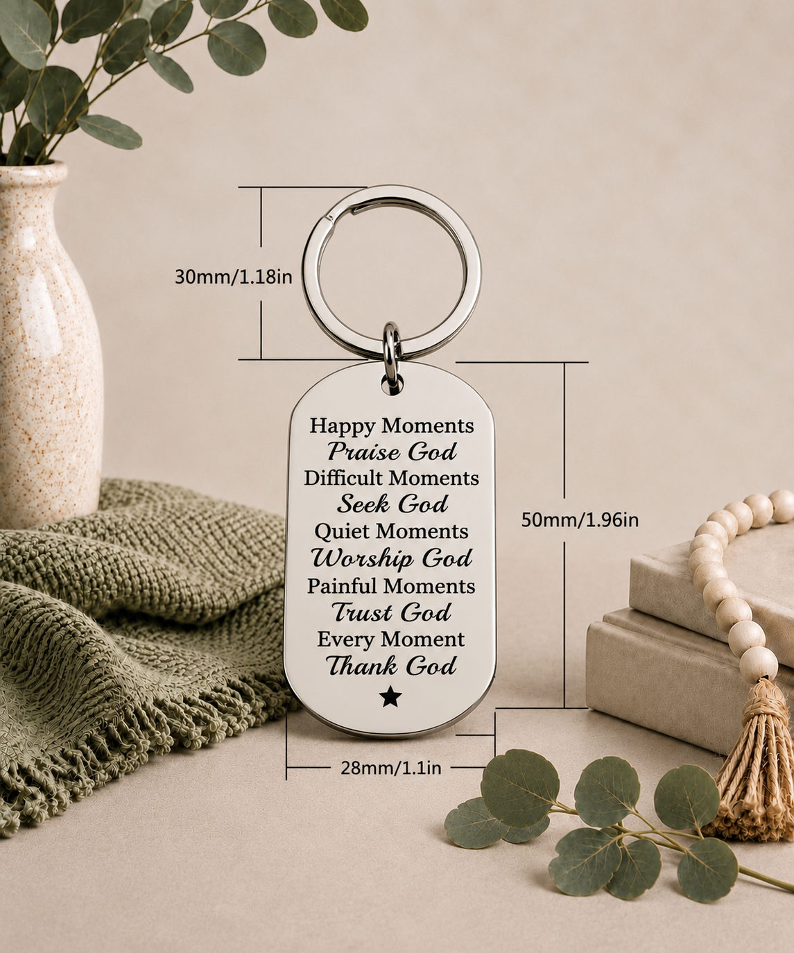 Inspirational Stainless Steel Keyring